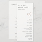 ミニマル シンプル ブラッシュ ピンク ハート ウェディング プログラム (正面/裏面)