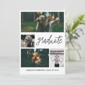 ミニマル シンプル 卒業 スクリプト | 4 枚の写真 招待状 (スタンド正面)