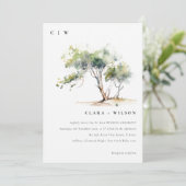 ミニマル シンプル 水彩 ボタニカル ツリー ウェディング 招待状 (スタンド正面)