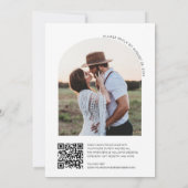 ミニマル シンプル QR コード アーチ フレーム フォト ウェディング 招待状 (裏面)