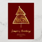 ミニマル・シーズンの挨拶クリスマスツリー 箔シーズンカード (正面)