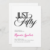ミニマル・ジャスト・フィフティ 50歳の誕生日パーティー 招待状 (正面/裏面)