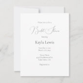 ミニマル、スクエレガントリプトフォントブライダルシャワー 招待状 (正面)