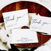 ミニマル スクリプト ブラック ホワイト ブライダル シャワー サンクス サンキューカード