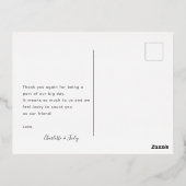 ミニマル&スクリプモダントのカスタムウェディング 箔シーズンポストカード (裏面)