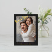 ミニマル&スクリプモダントのカスタムウェディング 箔シーズンポストカード (立ち正面)