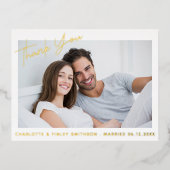 ミニマル&スクリプモダントのカスタムウェディング 箔シーズンポストカード (正面)