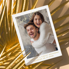 ミニマル&スクリプモダントのカスタムウェディング 箔シーズンポストカード