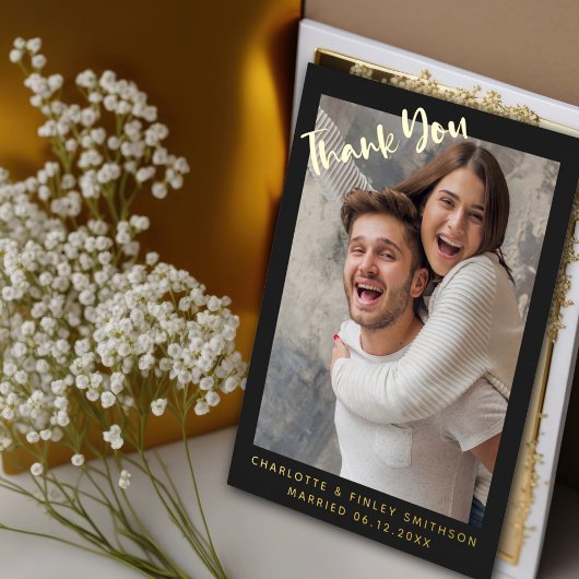 ミニマル&スクリプモダントのカスタムウェディング 箔シーズンポストカード