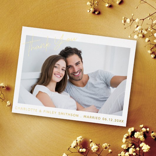 ミニマル&スクリプモダントのカスタムウェディング 箔シーズンポストカード