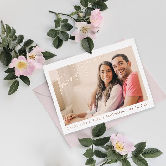 ミニマル&スクリプモダントのカスタムウェディング 箔シーズンポストカード