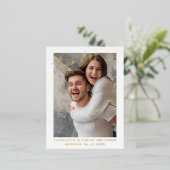 ミニマル&スクリプモダントのカスタムウェディング 箔シーズンポストカード (立ち正面)