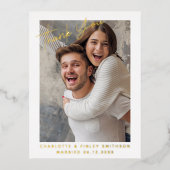 ミニマル&スクリプモダントのカスタムウェディング 箔シーズンポストカード (正面)