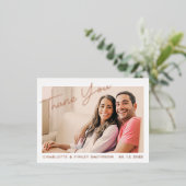 ミニマル&スクリプモダントのカスタムウェディング 箔シーズンポストカード (立ち正面)