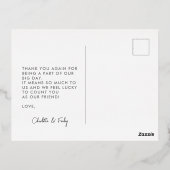 ミニマル&スクリプモダントのカスタムウェディング 箔シーズンポストカード (裏面)