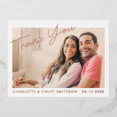 ミニマル&スクリプモダントのカスタムウェディング 箔シーズンポストカード (正面)