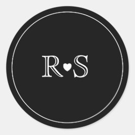 ミニマル |ステッカー |イニシャル |黒 ラウンドシール