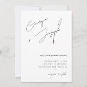 ミニマル |スモダンクリプト写真QRコー結婚ド 招待状 (正面)