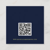 ミニマル セレスチャル ネイビー スター QR コード ウェディング ディテール エンクロージャーカード (裏面)