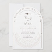 ミニマル セレスチャル ホリスティック ボーホー ムーン & スターズ アーチ 招待状 (正面)