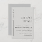 ミニマル ソフト ライト グレー タイポグラフィー ウェディング ディテール エンクロージャーカード (正面/裏面)