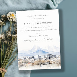 ミニマル ソルトレイクシティ ユタ州 ウォーターカラー ベビーシャワー 招待状