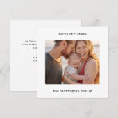 ミニマル タイプライター フォト ホリデー カード (正面/裏面)