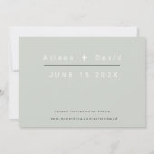 ミニマル・タイポグラフィック・セージの結婚式日程通知 セーブザデート (裏面)