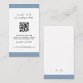 ミニマル ダスティーブルー モダン QRコード ウェディング エンクロージャーカード (正面/裏面)