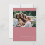 ミニマル ダスティ ローズ ブライダル シャワー サンキューカード (裏面)