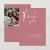 ミニマル ダスティ ローズ ブライダル シャワー サンキューカード (正面/裏面)