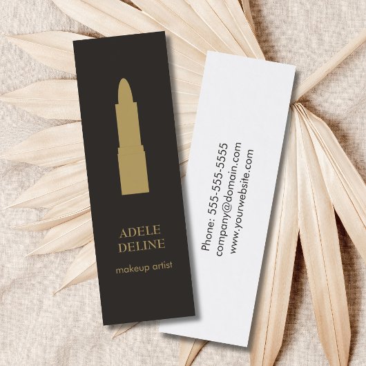 ミニマル ダークグレー ゴールド口紅 メイクアップアーティスト スキニー名刺