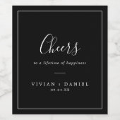 ミニマル |ダークブラック応援結婚のワインラベル ワインラベル (シングルラベル)