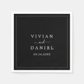 ミニマル |ダークブラック結婚ズ スタンダードカクテルナプキン (正面)