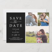 ミニマル |ダークブラック3フォトコラージュ セーブザデート (正面)