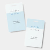 ミニマル ツートン ブルー ネームバッジ バッジ (正面&裏面)