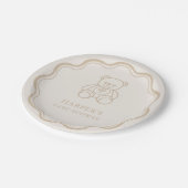 ミニマル テディベア 男女兼用 ベビーシャワー ペーパープレート (アングル)