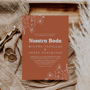 ミニマル テラコッタ ワイルドフラワー Nuestra Boda ウェディング 招待状