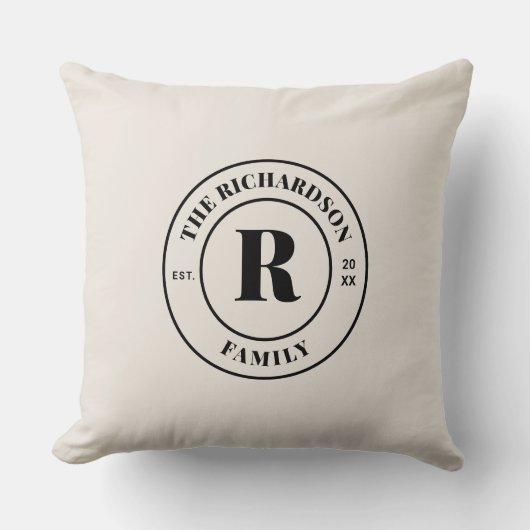 ミニマル ニュートラル パステル ファミリー モノグラム スタンプ クッション (正面)