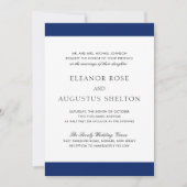 ミニマル ネイビーブルー モダン オールインワン ウェディング 招待状 (正面)