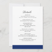 ミニマル ネイビーブルー モダン オールインワン ウェディング 招待状 (裏面)