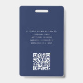 ミニマル ネイビー & ホワイト オフィス 社員写真 ID QR バッジ (裏面)