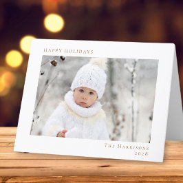 ミニマル ハッピー ホリデイズ 写真 ホワイト ゴールド クリスマス