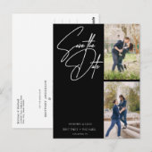 ミニマル ハンドレター フォトコラージュ ブラック ポストカード (正面/裏面)