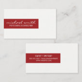ミニマル/バーアクセント（赤） 名刺 (正面/裏面)