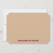 ミニマル パープル レトロ デザインの Save the Date カード (裏面)