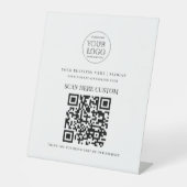 ミニマル ビジネス ロゴ スキャン QR コード 台座サイン (正面)