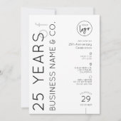 ミニマル ビジネス 周年記念 ディナー 企業ロゴ 招待状 (正面)