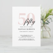 ミニマル ピンクの50歳の誕生日パーティー 招待状 (スタンド正面)