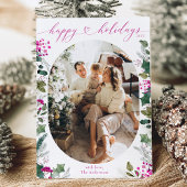 ミニマル＆ピンク1ファミリー写真ハッピー ホリデーカード